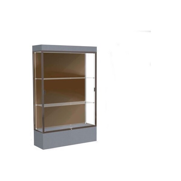 Waddell Display Case Of Ghent Edge Lighted Floor Case, Chocolate Back, Dark Bronze Frame, 12" Carbon Mesh Base, 48"W x 76"H x 20"D 94LFCO-BZ-CM - main